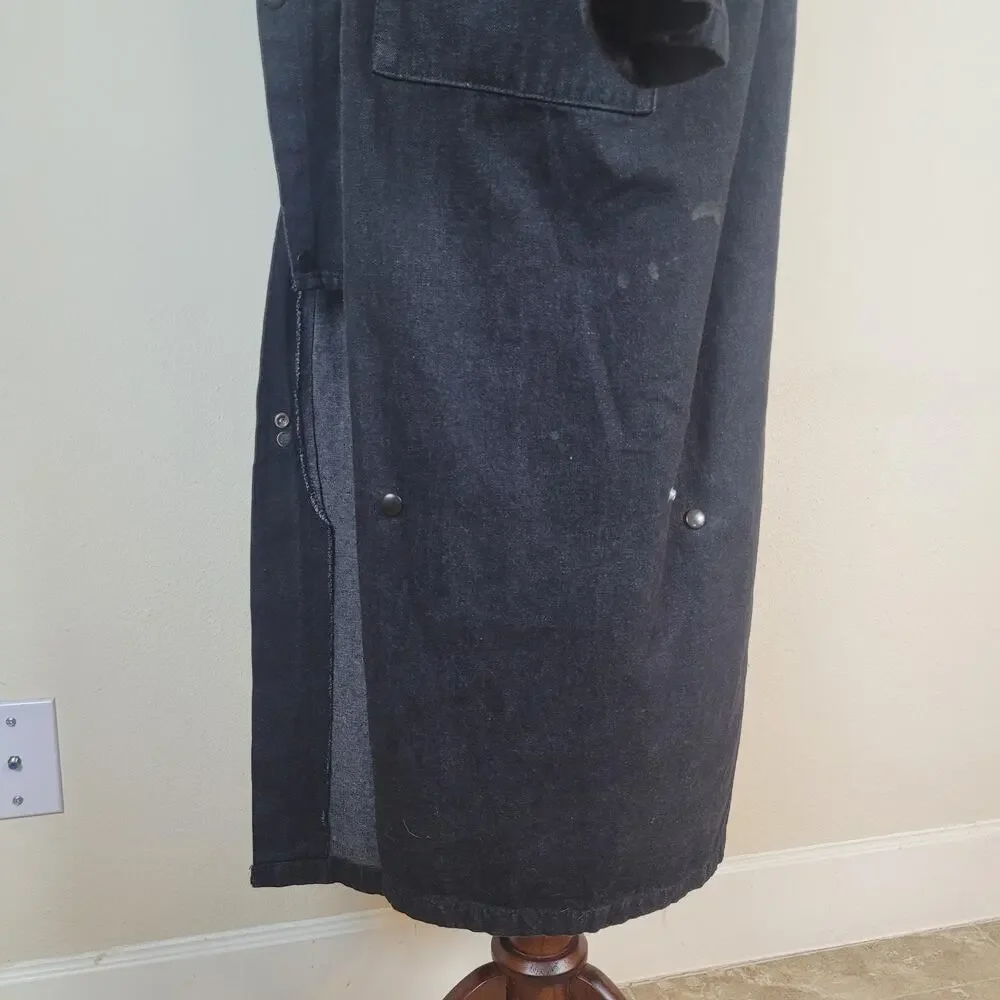 VTG Stoney River Coat Mens Medium Black Denim Duster Western USA Drover Outback